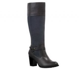 As Is White Mountain Sapphire Tall Shaft Boot on Stacked Heel