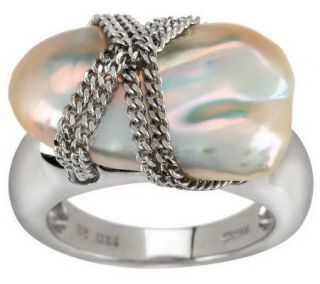 Honora Cultured Pearl 13.0mm Baroque X Design Sterling Ring