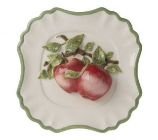 Handpainted Fruit Embossed Ceramic Plate with Ribbon by Valerie