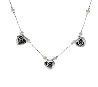 Or Paz Sterling 18 Cultured Pearl Rose Station Necklace —