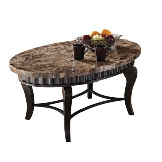 Galiana Imported Brown Marble Top Coffee Table features hand painted