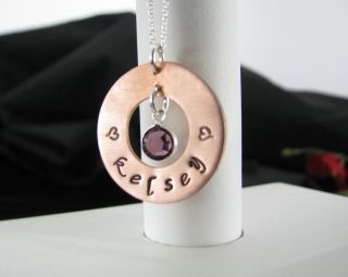 Copper & Sterling Silver Double Disc Washer Hand Stamped Personalized