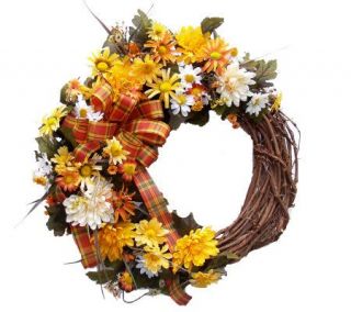 20 Autumn Daisy and Mum Wreath by Valerie —