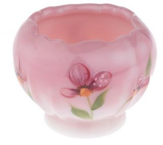 Fenton Art Glass Hand Painted Rosalene Aurora Rose Bowl —