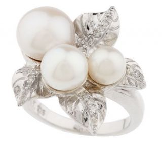 AffinityDiamond Sterling 1/10 ct tw Triple Cultured Pearl Ring