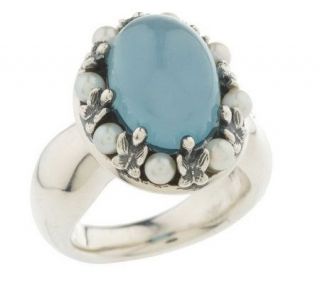 Ann King Sterling Milky Aqua & Cultured Pearl Paradise Ring — 