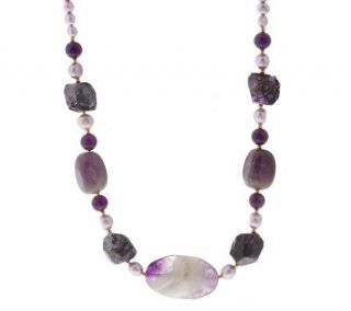 Lee Sands Multi Shape Charoite & Amethyst Bead 20 Necklace —
