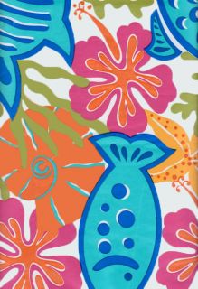  Hibiscus Shells Vinyl Patio Tablecloth Umbrella Hole Zipper 60 x 84