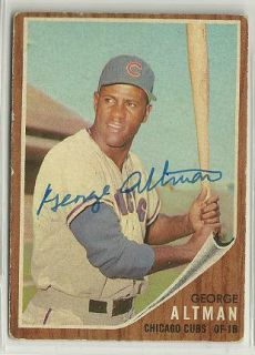 George Altman 1962 Topps Autographed Auto Signed Card Chicago Cubs