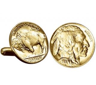 Gold Layered Buffalo Nickel Cuff Links   C213721