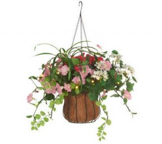 BethlehemLights BatteryOperated Mixed Flower Hanging Basket w/ LEDs 