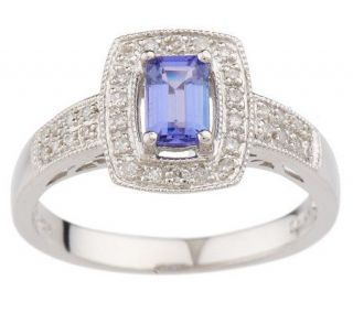 Sterling 0.50 ct Tanzanite and 1/10 ct tw Diamond Ring —
