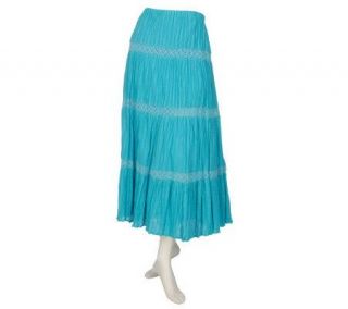 Susan Graver Fully Lined Crinkle Cotton Striped Tiered Skirt