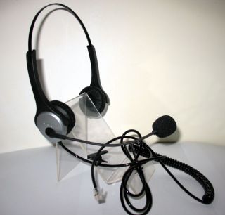RJ11 Corded Office Telephone Headset with RJ9 Modular Connection