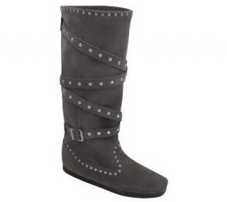 Minnetonka Womens Tall Studded Strap Boots —