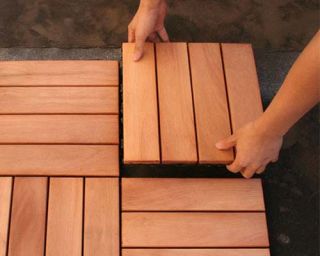 Composite Wood Deck Tiles Instant Patio Decking Set of 10 Tiles per