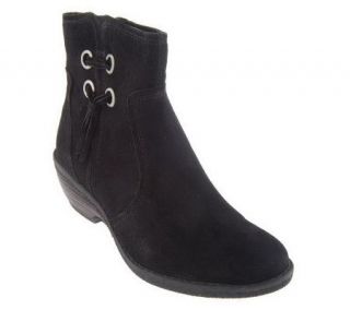 Bare Traps Suede Ankle Boots with Grommet & Tassel Detail —