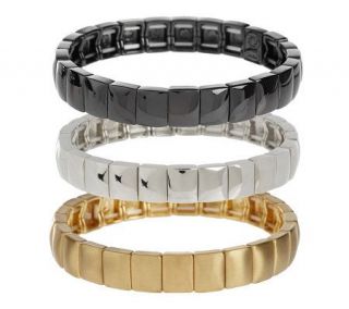 Shoshanna Set of 3 Tri Color Stretch Bracelets —