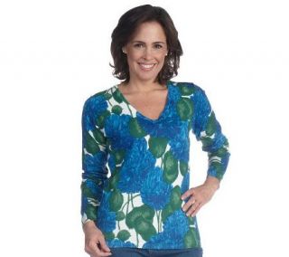 Liz Claiborne New York Long Sleeve Floral Printed V Neck Sweater