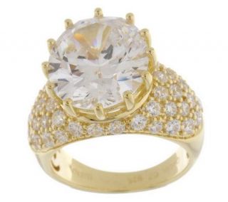 Diamonique Sterling or 14K Gold Clad 10.20 cttw Crown Ring —