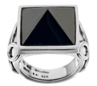 Barry Cord Sterling Hematite Pyramid Ring —