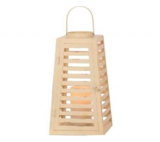 HomeReflections Indoor/Outdoor Slatted Lantern with Flameless Candle w 