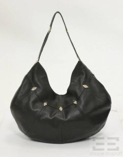 Foley & Corinna Black Leather & Silver Triangle Hinge Hobo Bag