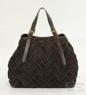 Cole Haan Dark Brown Suede Leather Buckle Oversized Tote