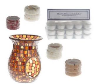 Slatkin & Co. Mosaic Warmer & 30 Tealights with 12 Scent Disks