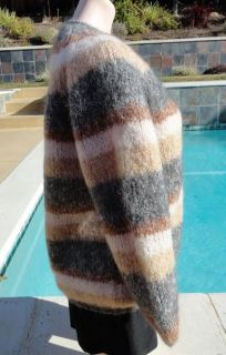 Vintage 60s Colebrook Italian Knit Mohair Blend Striped Cardigan