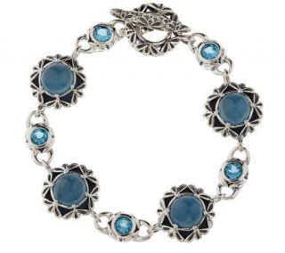 Ann King Sterling Milky Aqua & Swiss Blue Topaz Bracelet —