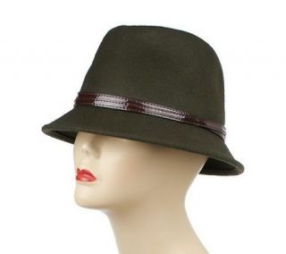 Liz Claiborne New York Felt Fedora Hat with Buckle Belt Detail