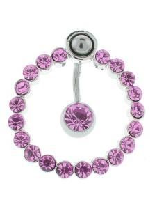 Pink CZ Eternity Surround Body Jewelry Belly Ring Rings