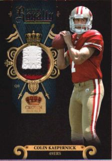 COLIN KAEPERNICK 2011 PANINI CROWN ROYALE ROOKIE 3 CLR USED PATCH 50