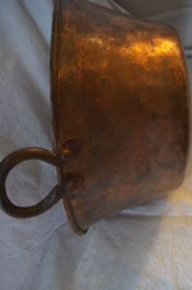 COPPER KETTLE ANTIQUE POT FOR APPLE BUTTER CANDY HAND HAMMERED AGED