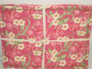April Cornell Spring Tulip Pink Placemats Set 4 New