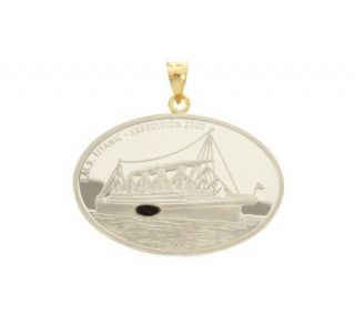 As IsSterling Titantic Coin P endant w/Coal Insert, 18K —