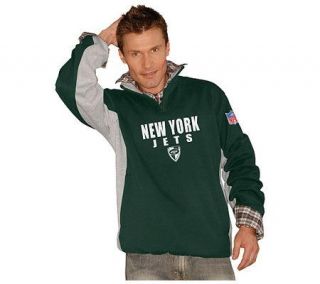 NFL New York Jets Mens Quarter Zip Fleece Pullover —
