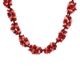 Colors of Coral Cluster Design Beaded 28 Necklace w/ Sterling Clasp 