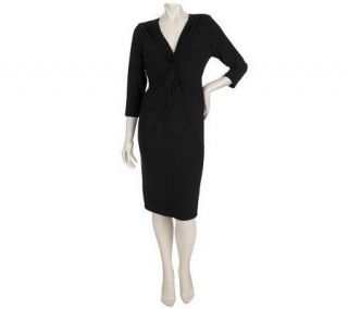 EffortlessStyle by Citiknits 3/4 Sleeve Stretch Jersey Knot Dress 