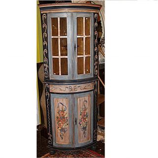 Hand Painted Country Style Corner Cabinet