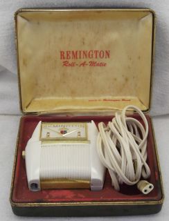  Remington Electric Roll A Matic Razor Shaver Case Cord Read White Gold