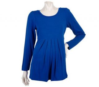 Motto Scoopneck Empire Waist Knit Tunic with Pleating —