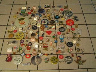 154 ASSORTED PINBACK LAPEL BUTTONS COLLECTOR PINS QUICK SHIPPING
