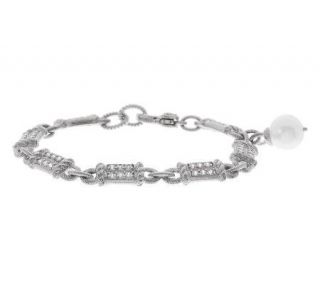 Judith Ripka Sterling Diamonique & Cultured Pearl Bracelet   J270529