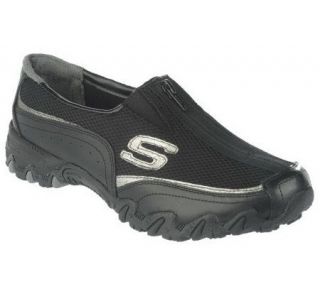 Skechers Leather & Mesh Zip Front Logo Shoes —