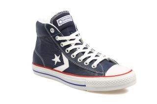 Converse Star Player Ev Mid Navy Blue and Red Leather Trainers
