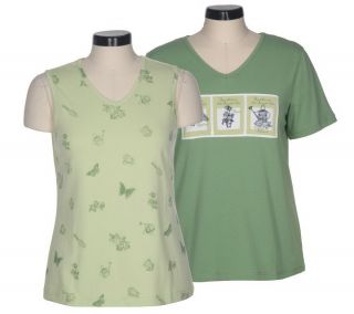 Sunberry Garden Theme V neck T shirt and Printed V neck Tank