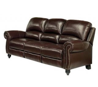 Abbyson Living Cambridge Leather Pushback Reclining Sofa —