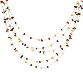 Lee Sands 5 Strand Amber Chip Wire Necklace —